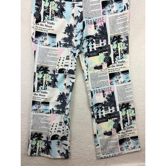 Princess Polly In My Element Mid Rise Pants Women’s 12 White Newspaper Print NWT - Picture 4 of 13